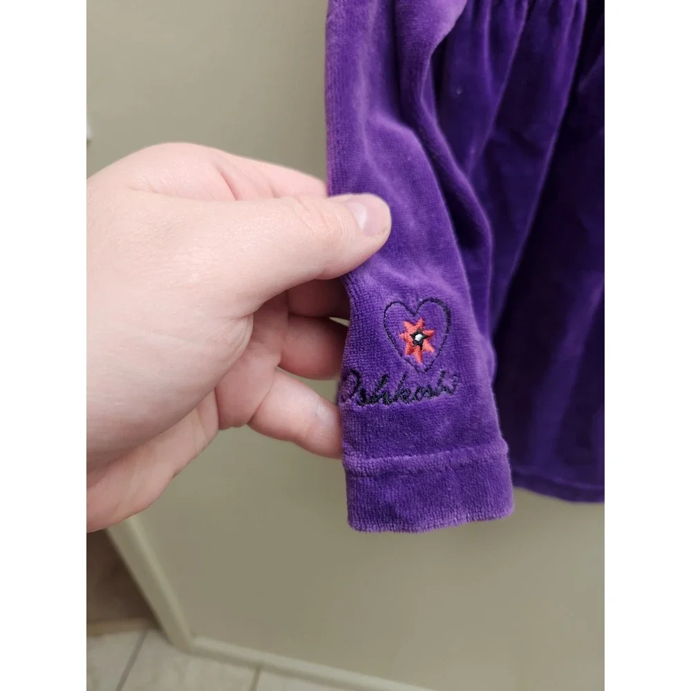 Vintage OshKosh Bgosh Girls Purple Velour Long‎ Sleeve Bow Dress 4T 987-9039